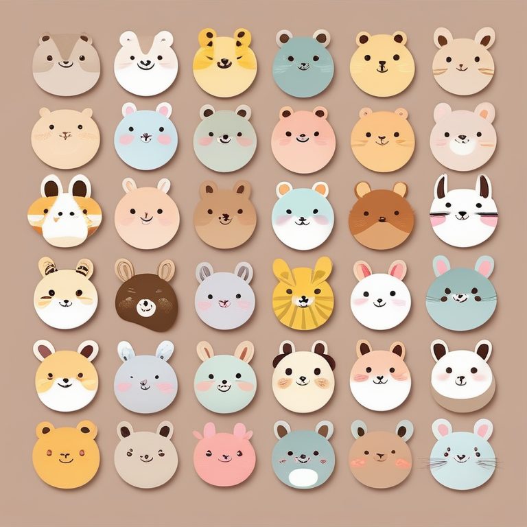 可爱卡通动物贴纸画