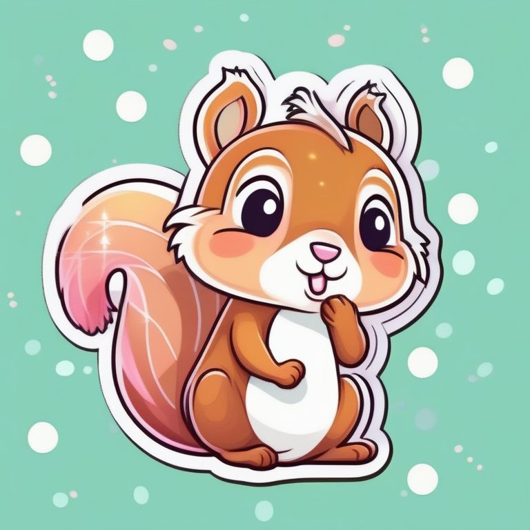 可爱卡通风贴纸松鼠