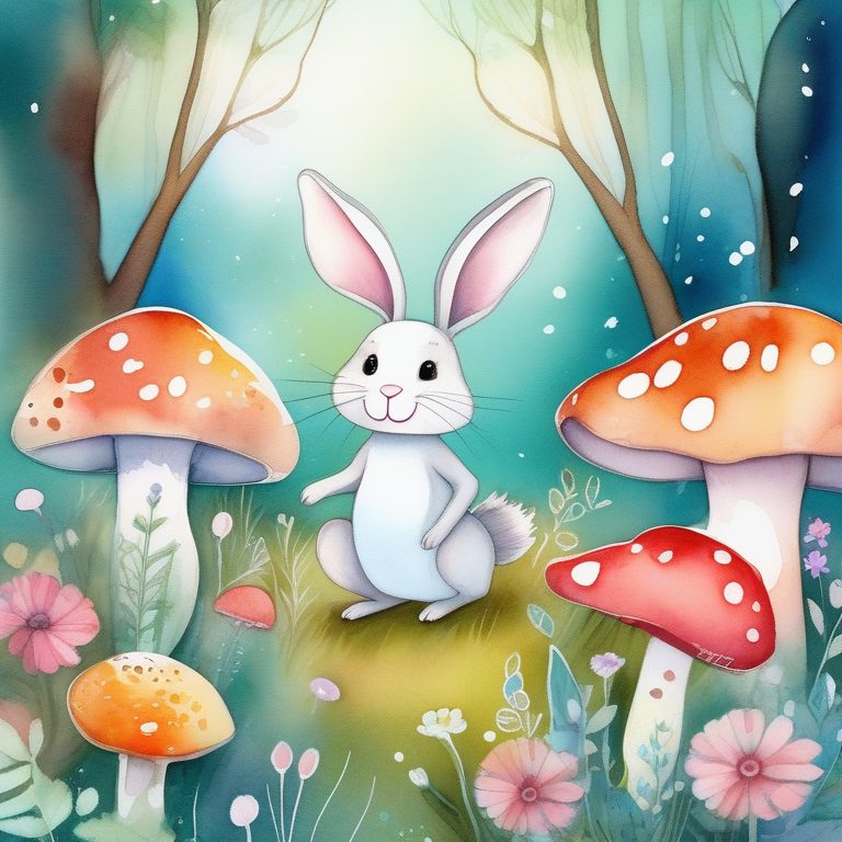 可爱卡通童话风格的森林小兔