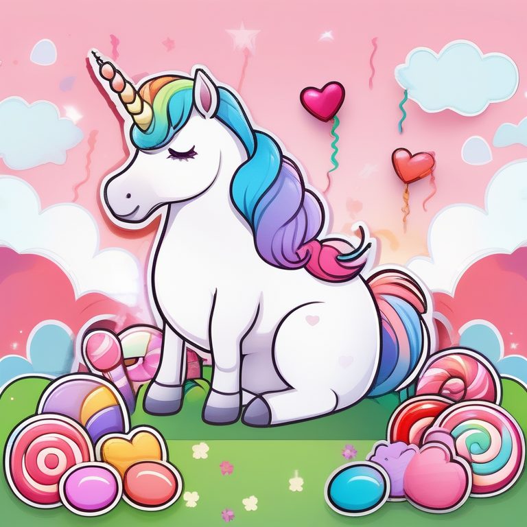 可爱卡哇伊风格的独角兽糖果田园插画