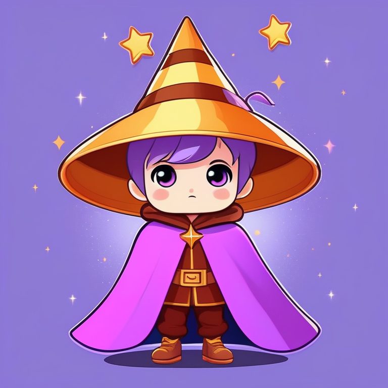 可爱Q版男孩魔法师极简风插画