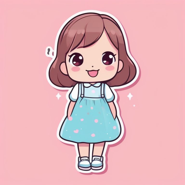 可爱Q版女孩全身照微笑挥手