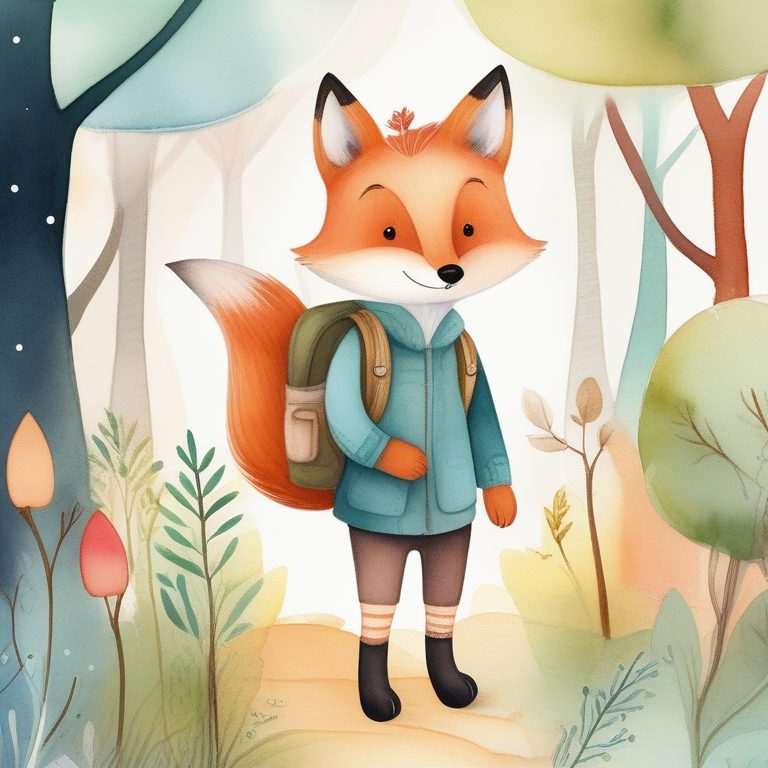 可爱童书风格小狐狸探险森林