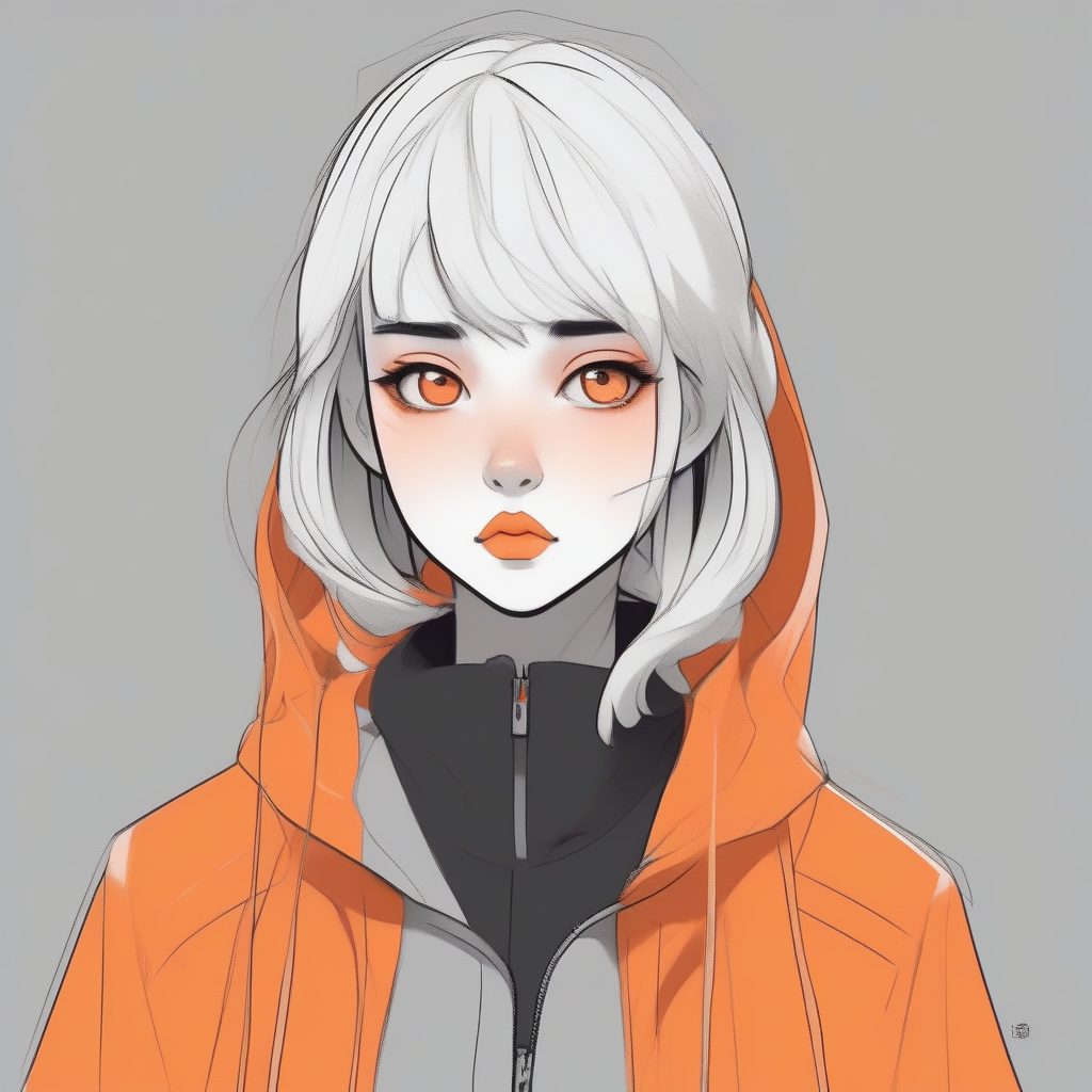 可爱微怒：撅嘴二次元少女头像，极简线条艺术