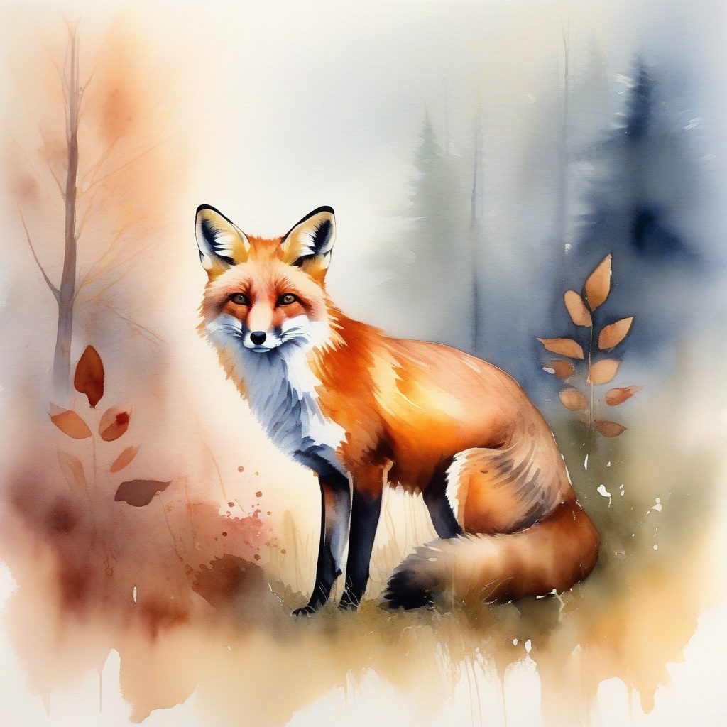 空灵水彩狐狸：湿画法与柔和边缘的秋日森林艺术