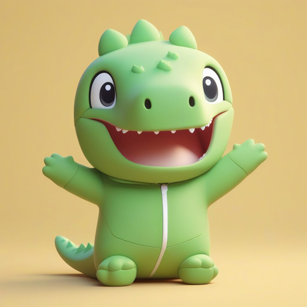 恐龙睡衣Q版男孩:粘土材质3D盲盒角色卡哇伊设计提示词 1 恐龙睡衣Q版男孩:粘土材质3D盲盒角色卡哇伊设计提示词