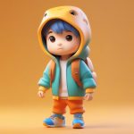 恐龙探险家盲盒:动态站姿Q版男孩,C4D高精度粘土手办渲染 5 kong long tan xian jia mang he dong tai zhan zi q ban nan hai c4d gao jing du nian tu shou ban xuan