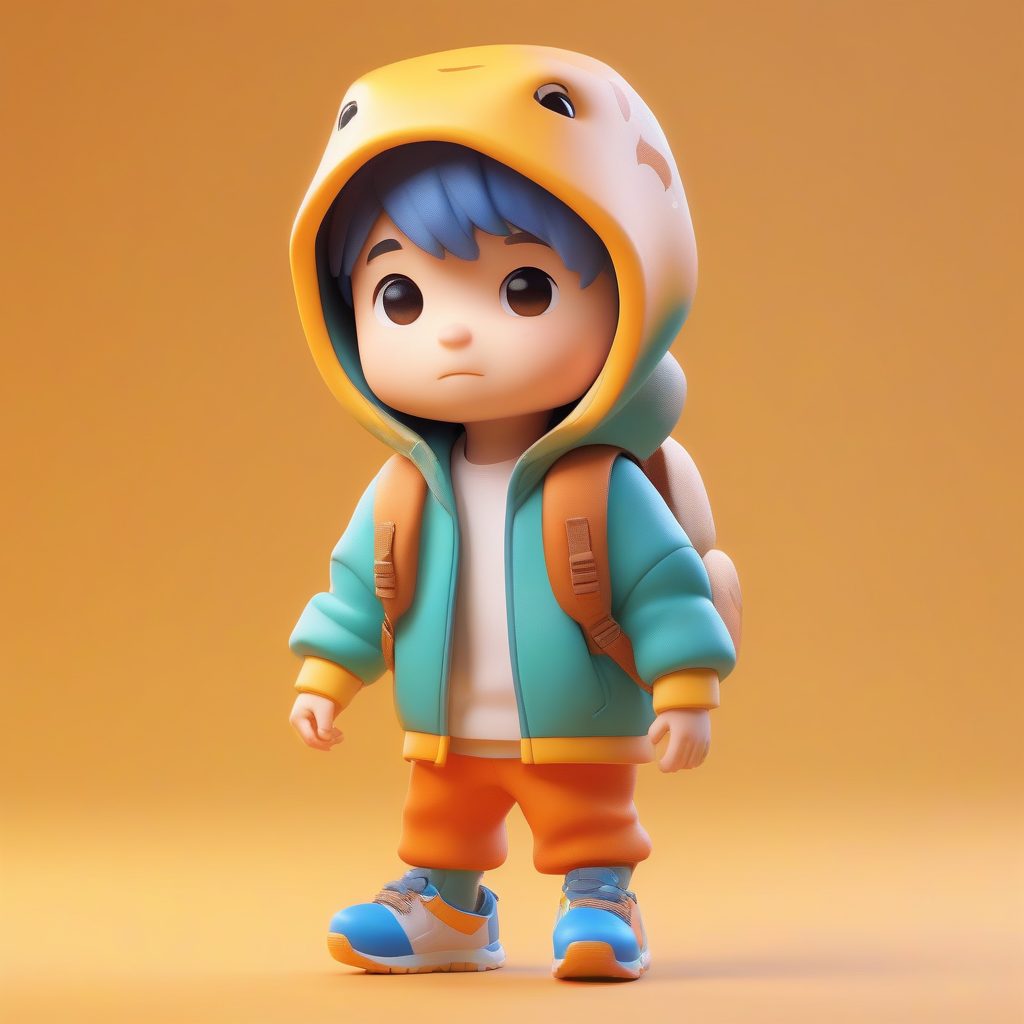 恐龙探险家盲盒：动态站姿Q版男孩，C4D高精度粘土手办渲染