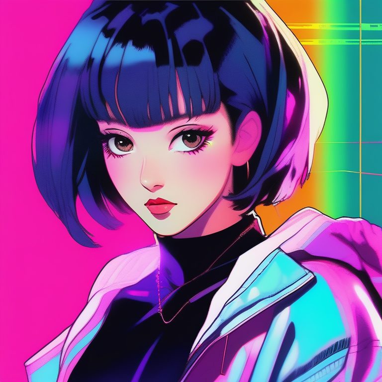 酷感90年代复古VHS动漫女头像