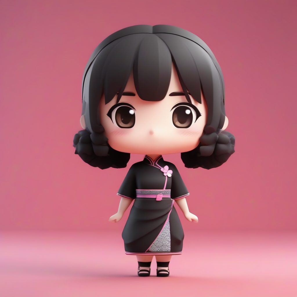 酷飒黑蕾丝旗袍萝莉:自信叉腰3D渲染盲盒 9 酷飒黑蕾丝旗袍萝莉:自信叉腰3D渲染盲盒