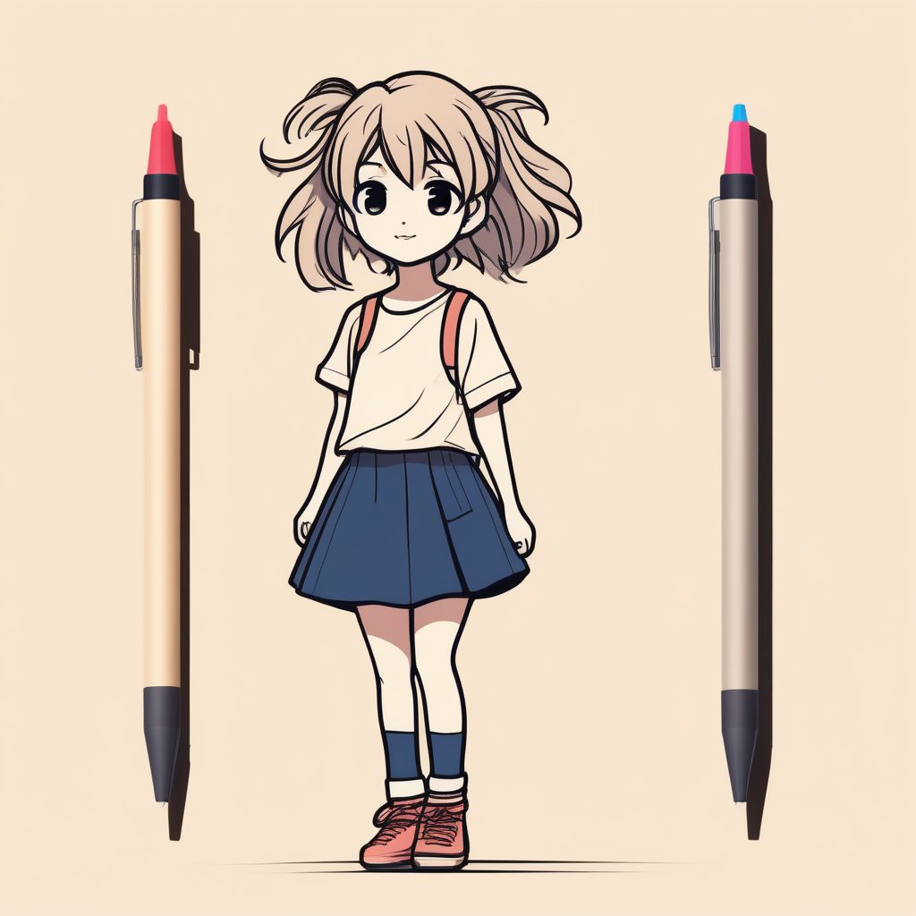 蜡笔涂鸦Q版：手绘质感全身立绘，奶油色背景