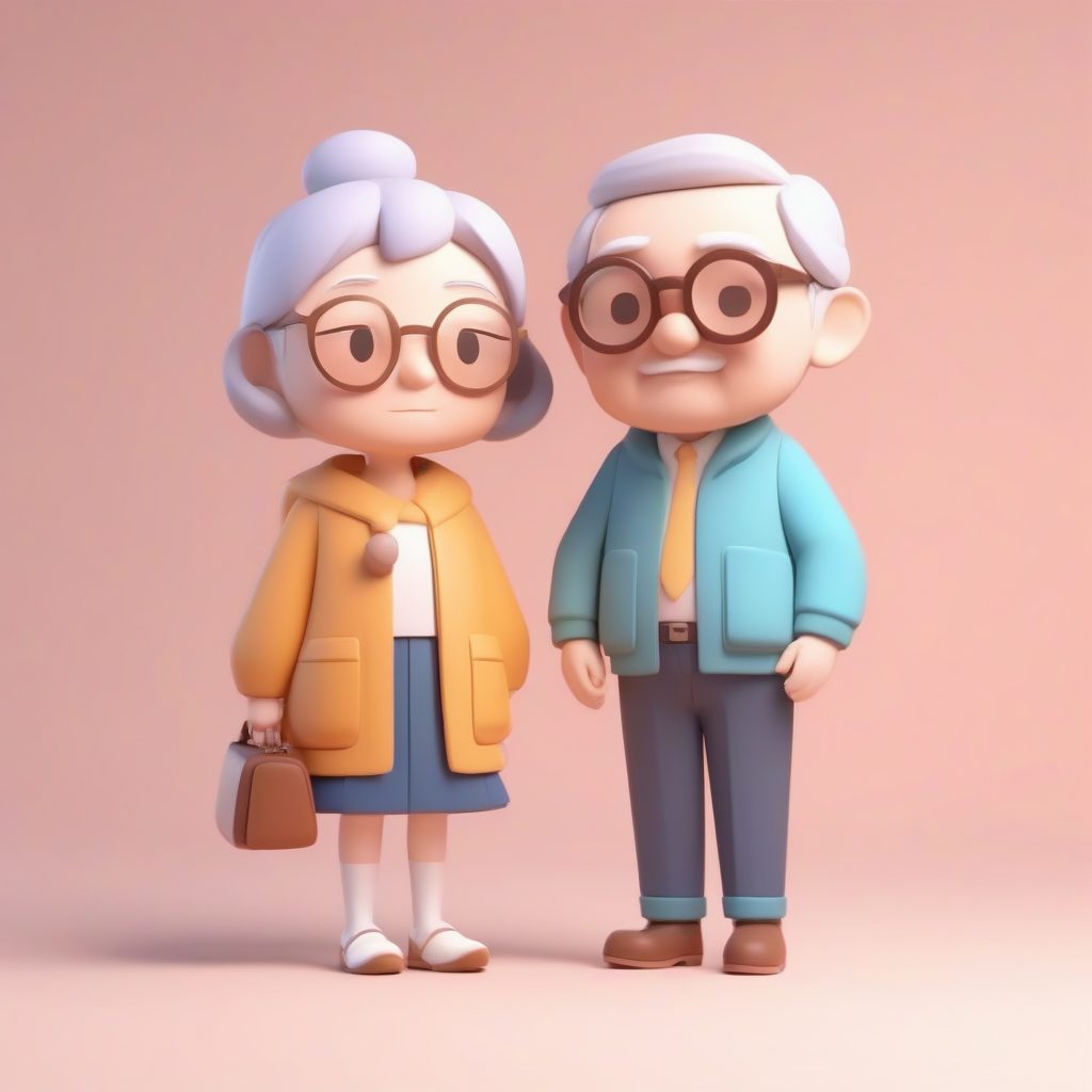 老年夫妇Q版治愈系：Soft Lighting柔光追踪3D公仔画法