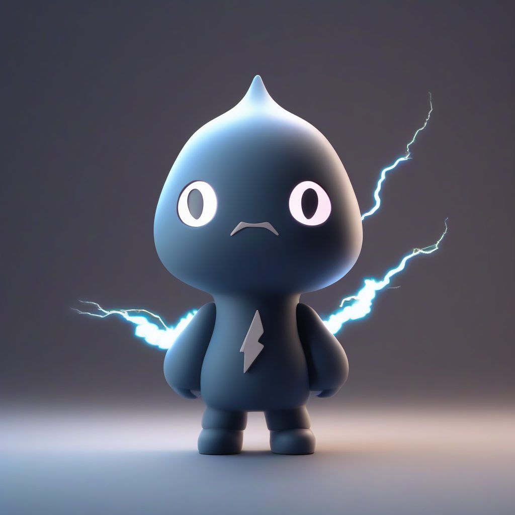 雷电乌云怪Q版：拿着闪电的傲娇3D全身图