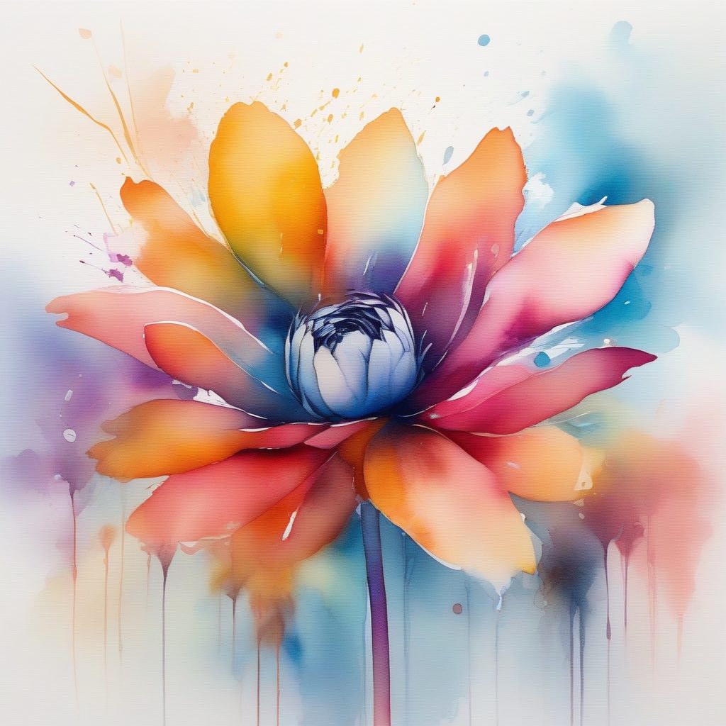 棱镜花卉：柔和边缘的抽象水彩花朵