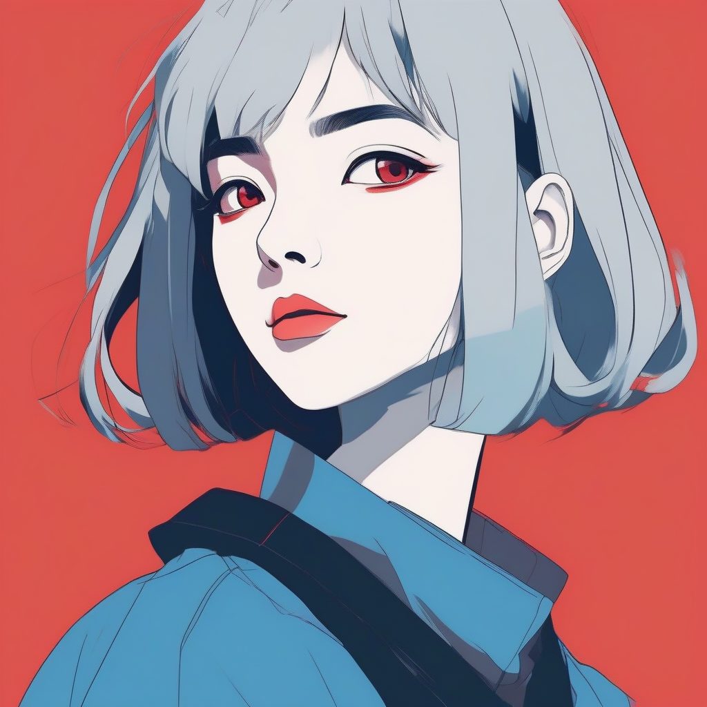 冷色调极简：看向侧面的短发女孩