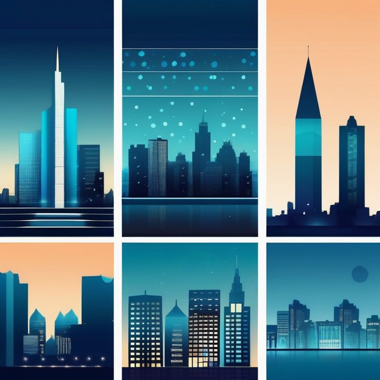 冷色系极简城市夜景