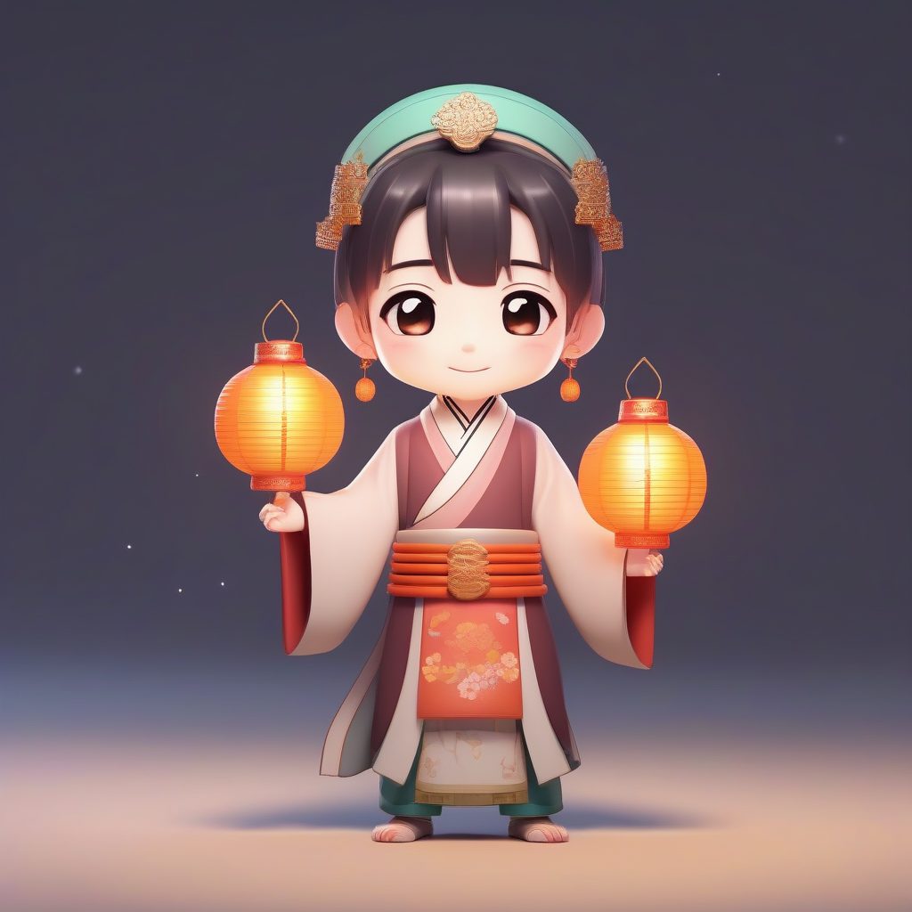 莲花灯笼Q版:儿童节日古风全身站姿 1 莲花灯笼Q版:儿童节日古风全身站姿