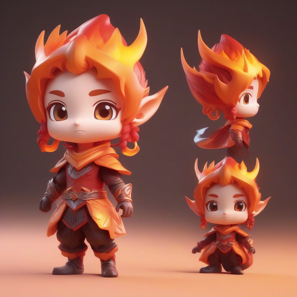 烈焰小精灵:C4D光追粘土手办,软工作室布光