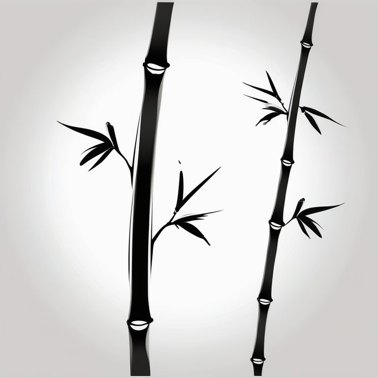 凛冽极简风格水墨单棵竹子