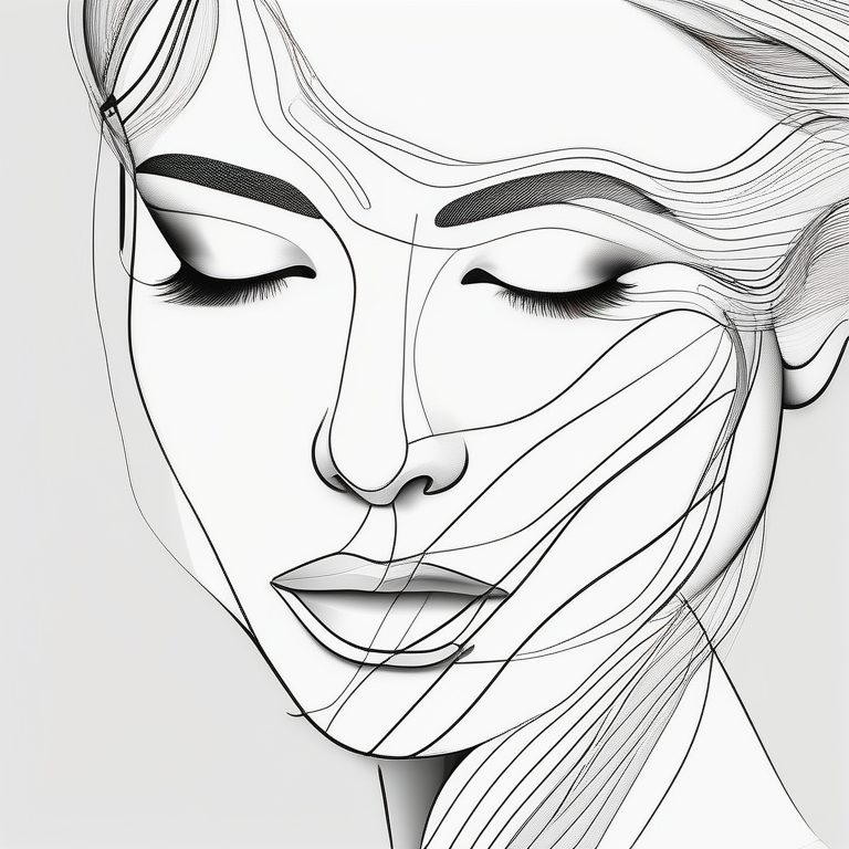 流畅线条极简抽象人像