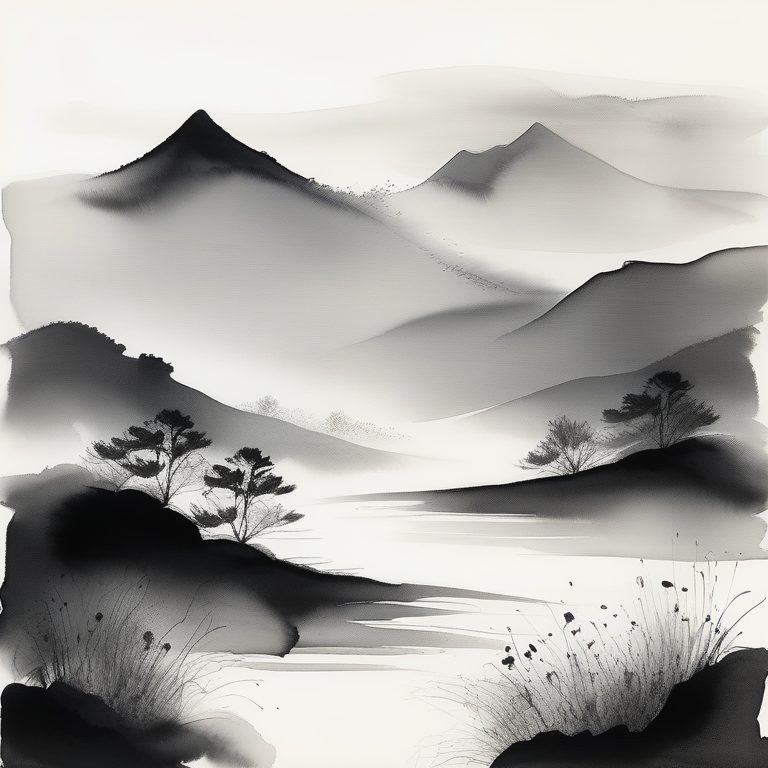 流动水墨极简抽象山水艺术