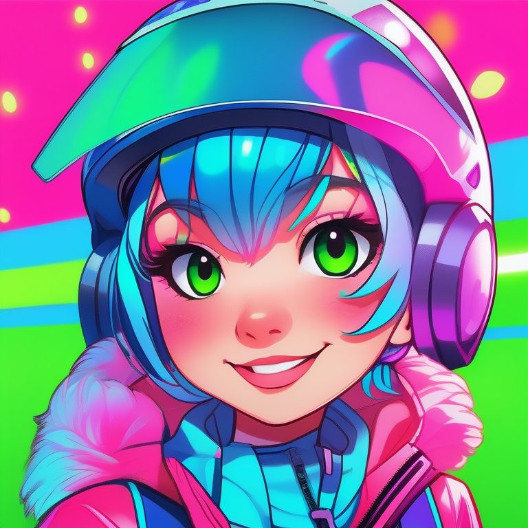 流行Y2K复古霓虹风运动Q版女孩