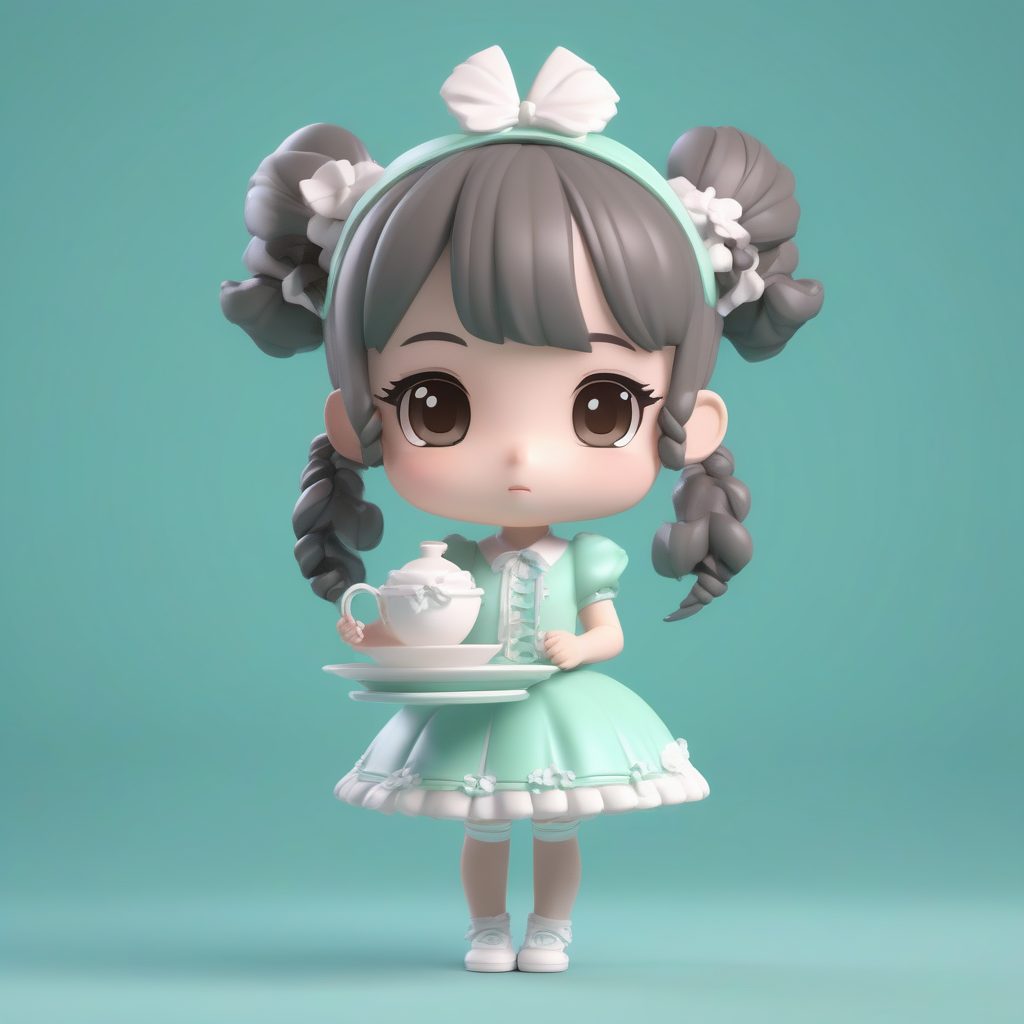 洛丽塔茶会：精致螺旋双马尾女孩手办，电影级光照效果