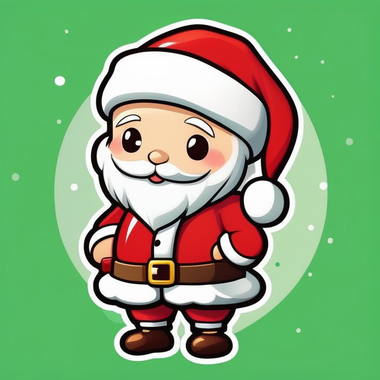 绿色纯色背景极简Q版圣诞老人动漫角色