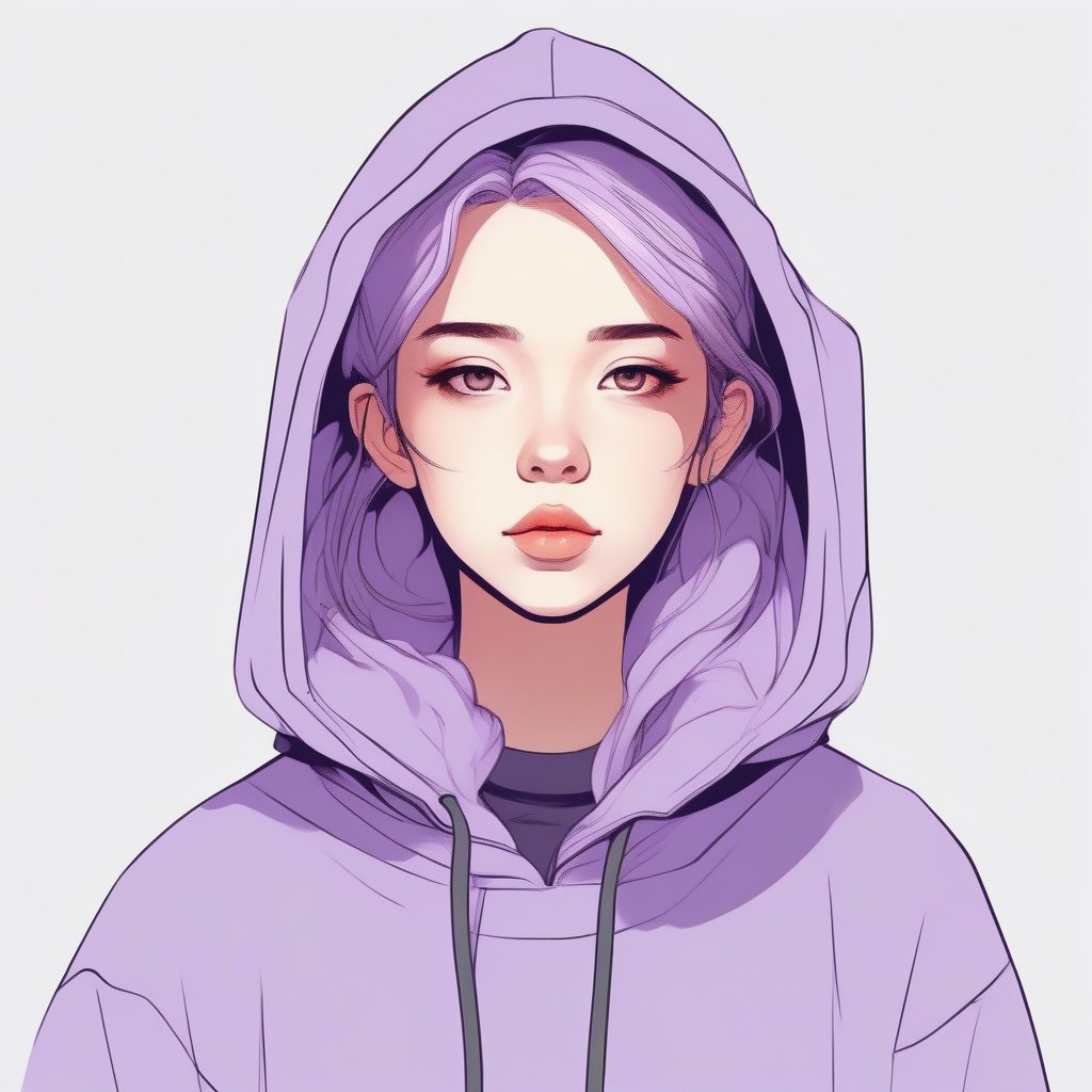 马卡龙极简肖像:潮流女孩与薰衣草连帽衫 19 马卡龙极简肖像:潮流女孩与薰衣草连帽衫