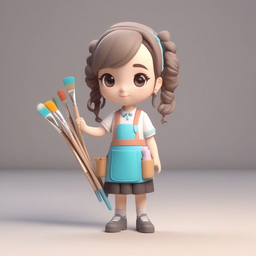 马卡龙配色AI教程:Q版美术女教师粘土手办的柔和布光秘诀