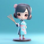 马卡龙色调旗袍:Q版少女扇子舞姿3D渲染图 3 ma ka long se diao qi pao q ban shao nyu shan zi wu zi 3d xuan ran tu