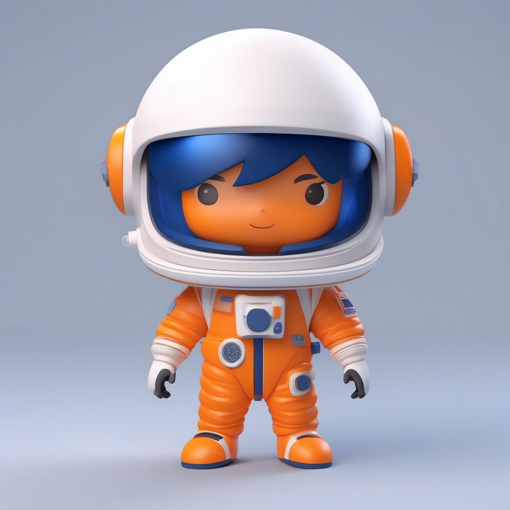 盲盒3D Q版宇航员男孩AI提示词：太空服与深蓝色纯背景