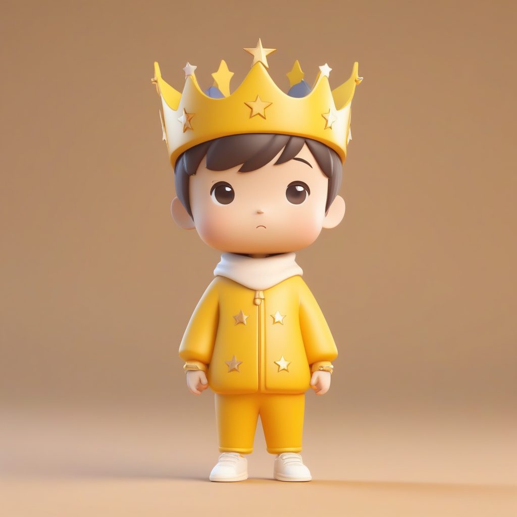 盲盒风3D渲染Q版小王子：C4D Octane极简动漫男孩全身提示词