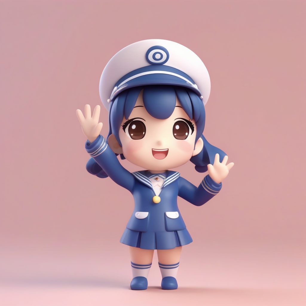 盲盒风极简Q版水手服女孩3D渲染图