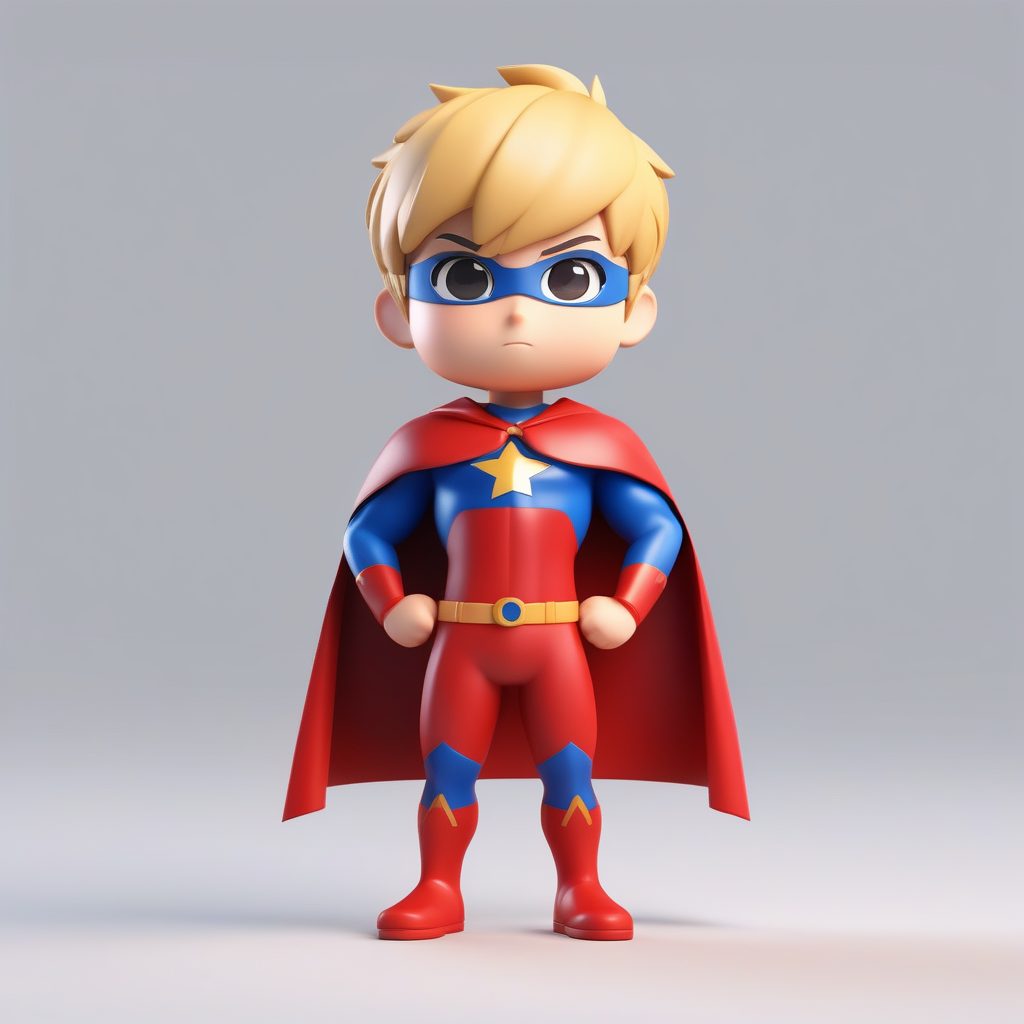 盲盒系列3D Q版超级英雄男孩AI咒语:红蓝战服与力量姿势 1 盲盒系列3D Q版超级英雄男孩AI咒语:红蓝战服与力量姿势