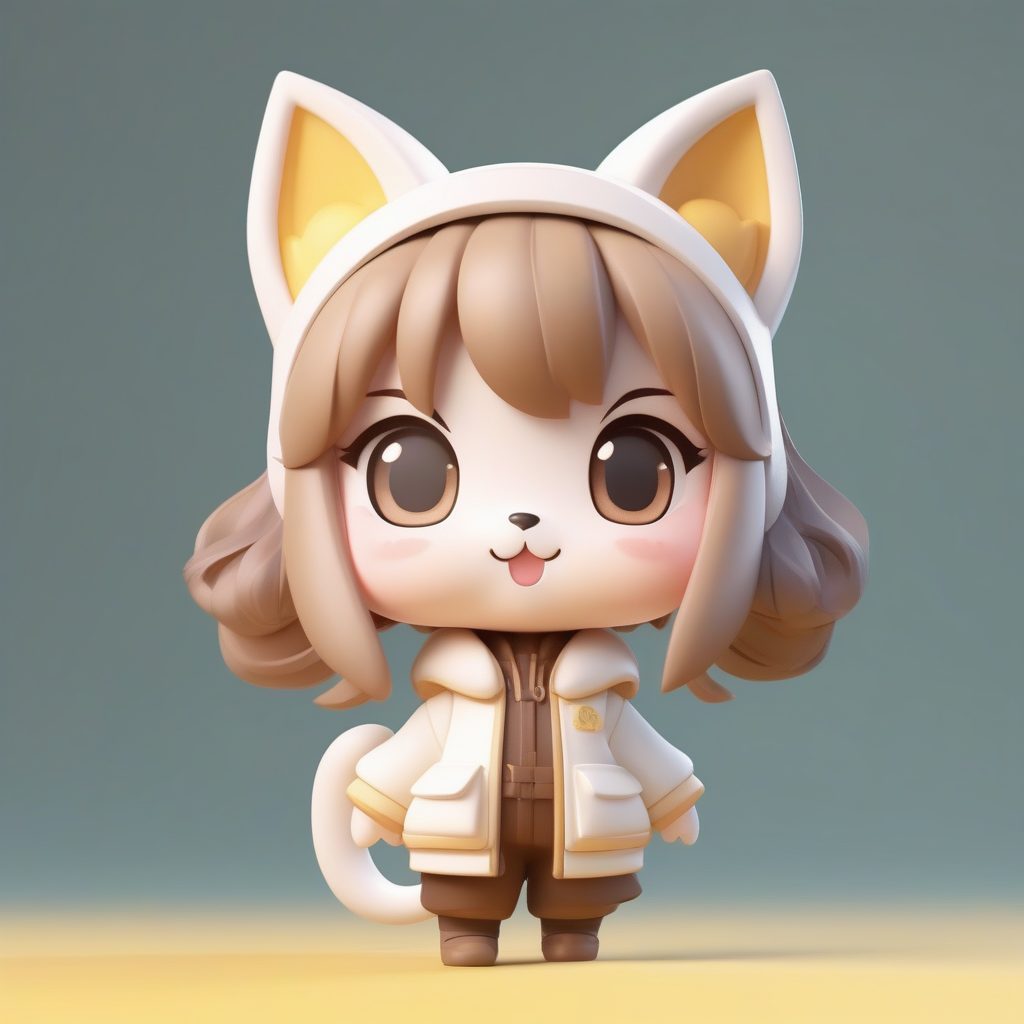 猫耳萌动JK：C4D高细节光泽感动物元素制服全身图