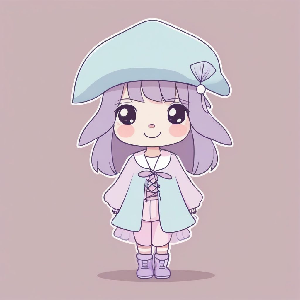 冒险启程：Q版少女极简海盗帽，俏皮涂鸦风提示词