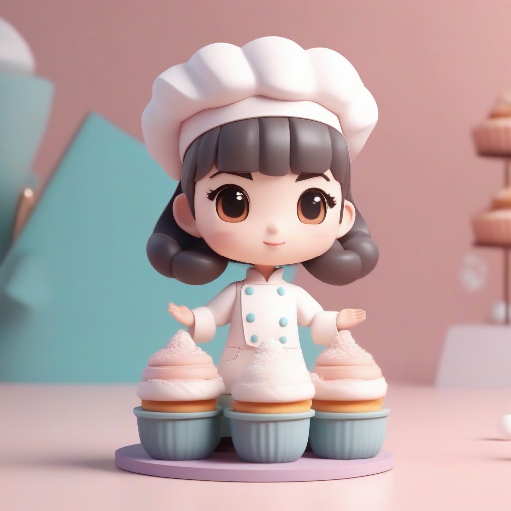 美食甜点家:Q版厨师女孩 3D Octane高光渲染全身照