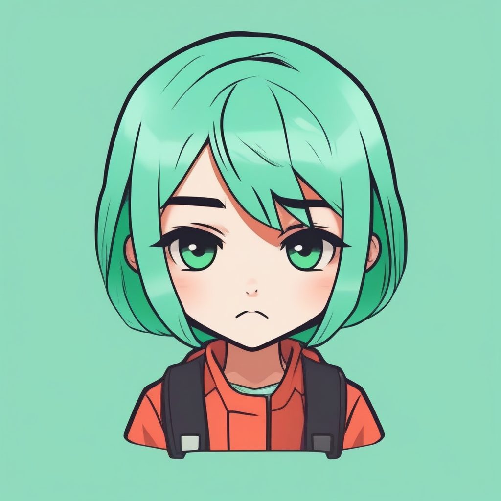 萌化表情包：简约风格的生气嘟嘴女孩头像