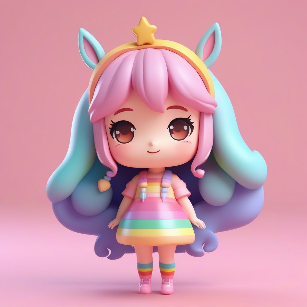 梦幻独角兽极简Q版女孩粘土盲盒全身形象