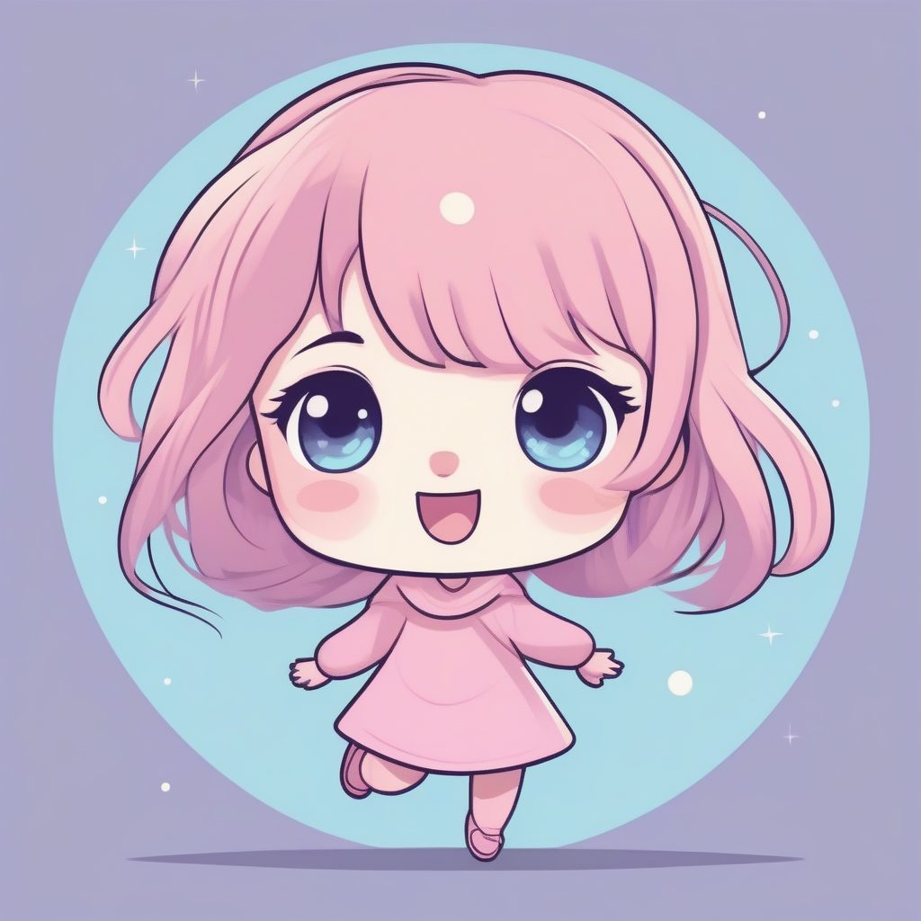 梦幻粉彩Q版女孩:极简涂鸦风全身跳跃,圆润线条插画 3 梦幻粉彩Q版女孩:极简涂鸦风全身跳跃,圆润线条插画