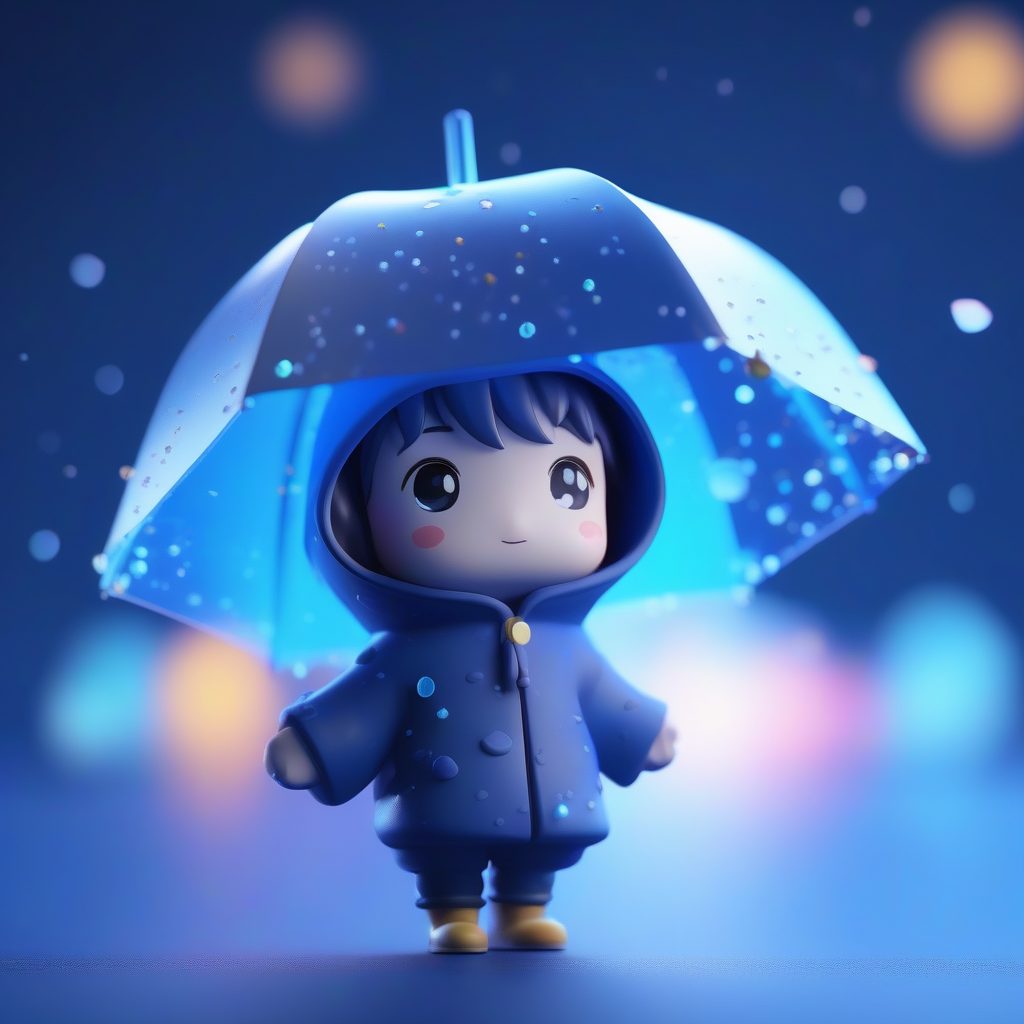 梦幻光效：透明果冻材质Q版雨精灵站立插画