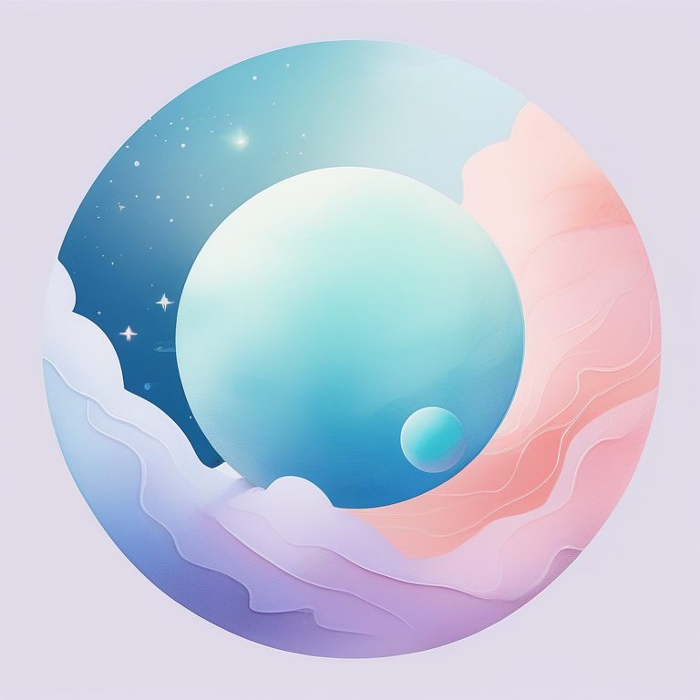 梦幻极简主义宇宙星球 水彩插画