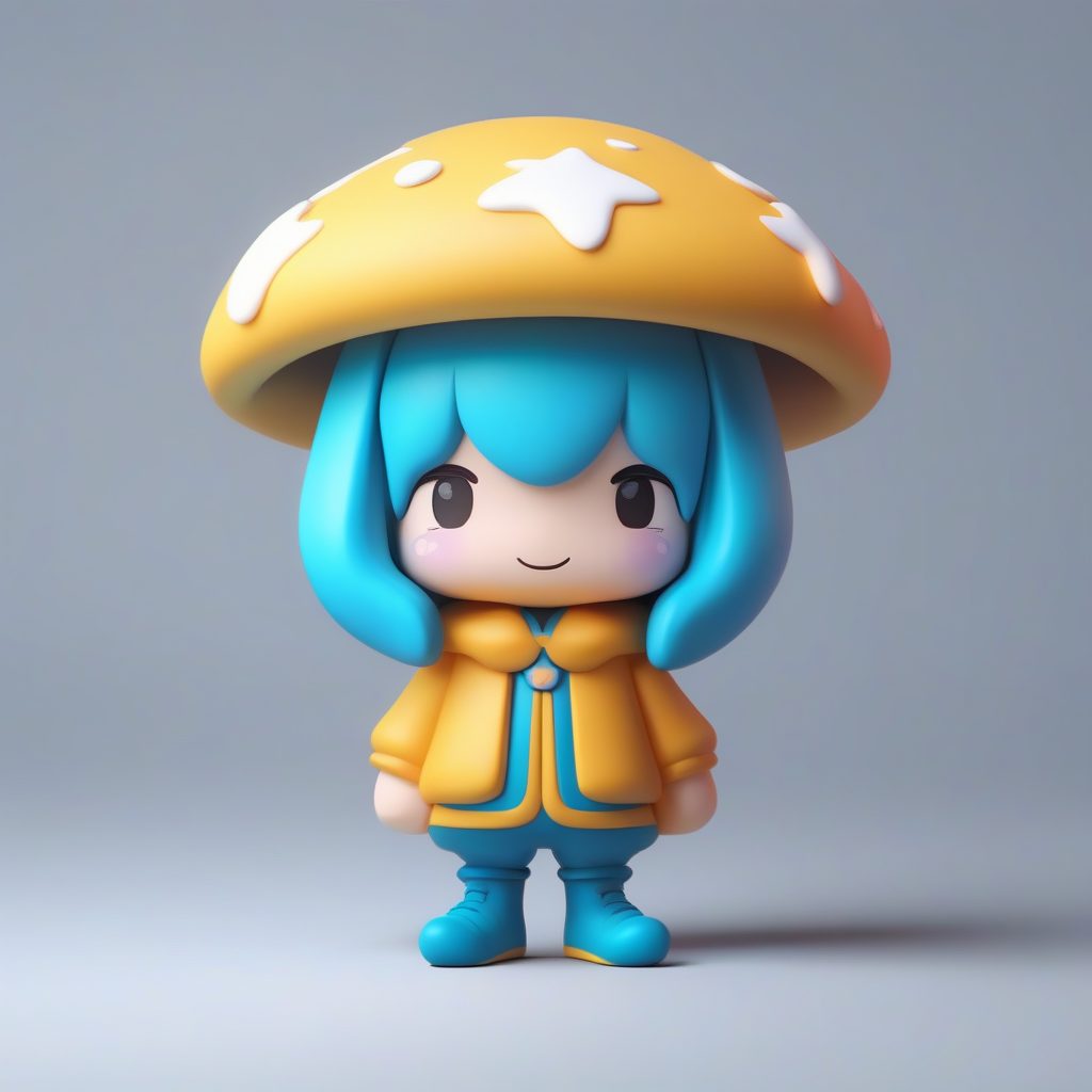 梦幻蓝色蘑菇精灵:Ray Tracing光线追踪3D渲染,极简纯色背景AI画图教程 42 梦幻蓝色蘑菇精灵:Ray Tracing光线追踪3D渲染,极简纯色背景AI画图教程