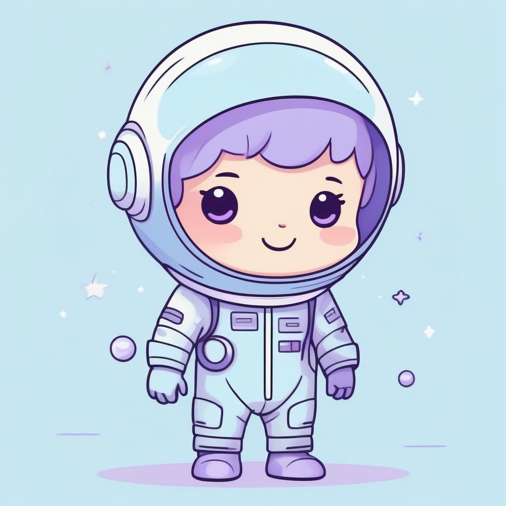 梦幻马卡龙色：极简涂鸦Q版太空男孩全身插画