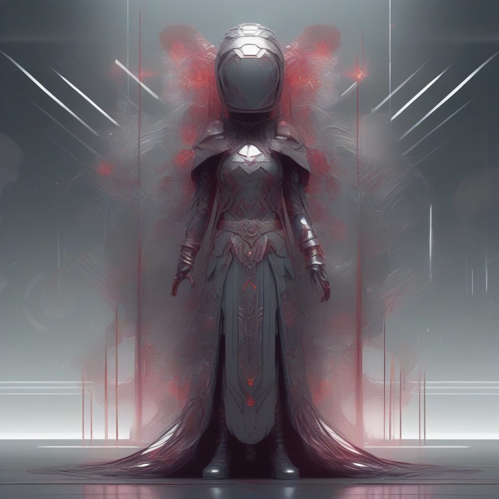 梦幻迷雾中的Q版时尚：浅朱红氛围艺术全身肖像