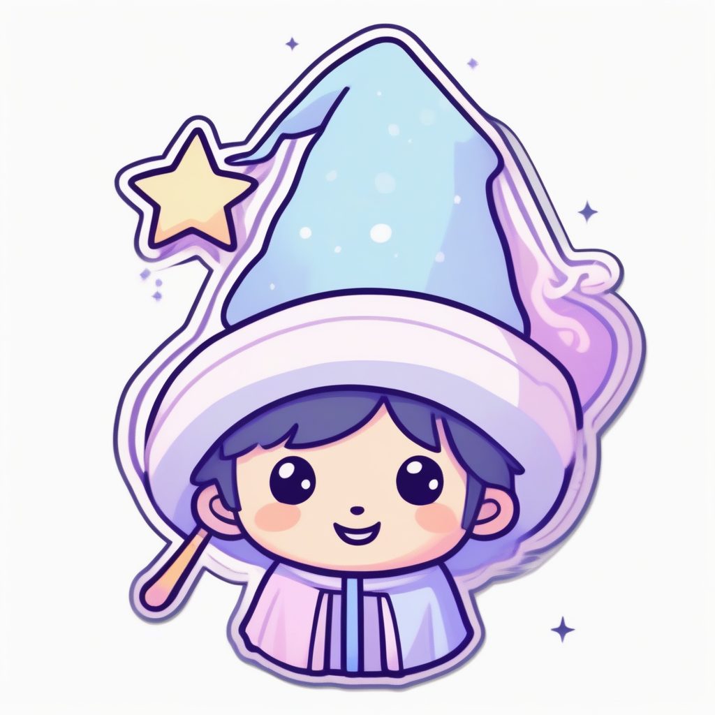 梦幻魔法Q版男孩：淡彩巫师与星光贴纸设计