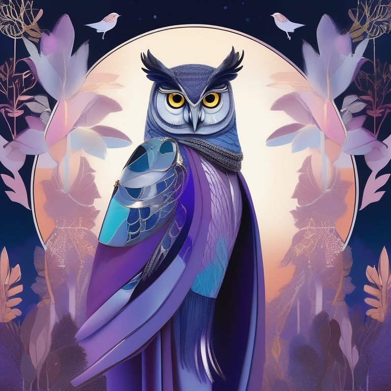 梦幻时尚杂志中的夜色猫头鹰