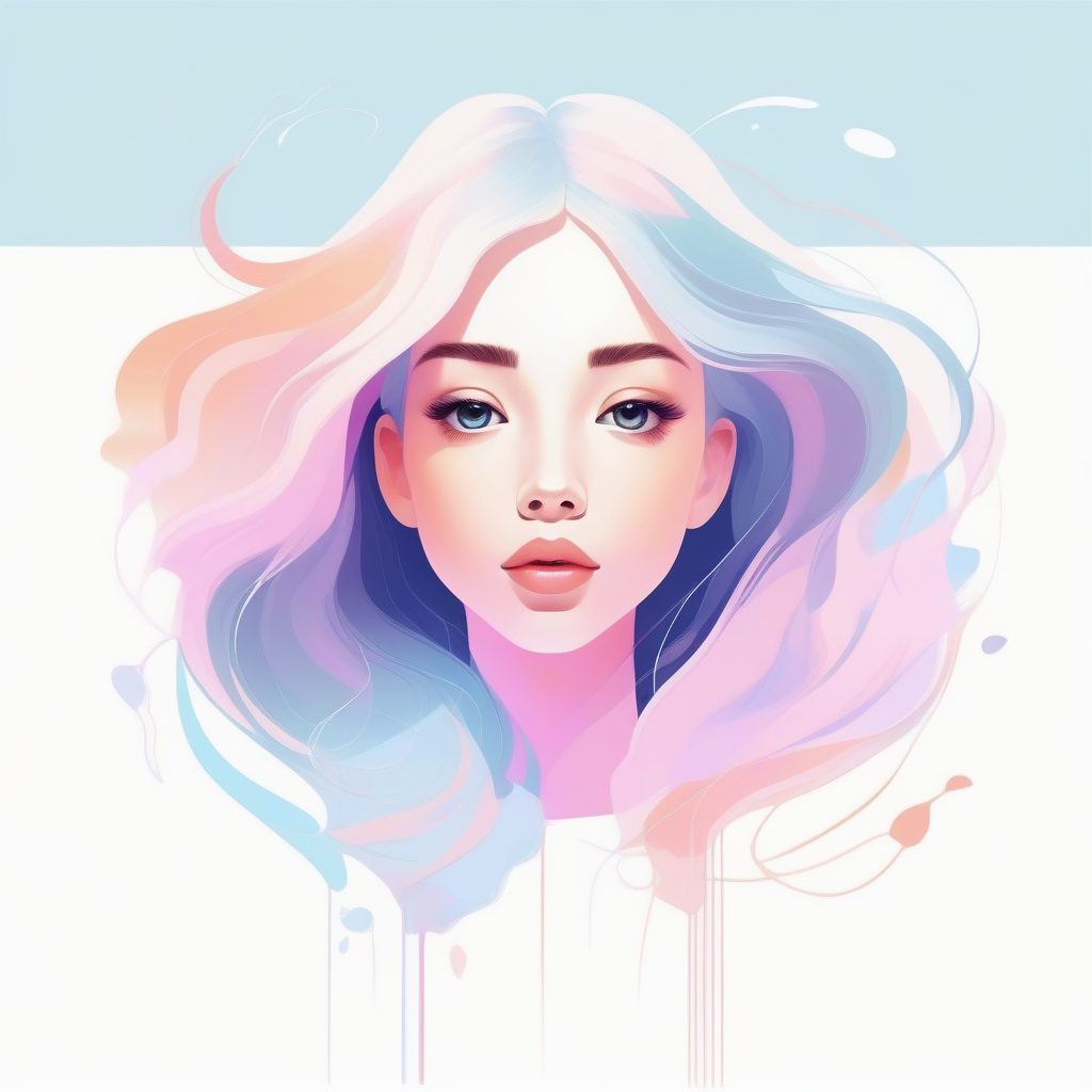 梦幻失真：Q版女孩的矢量艺术肖像