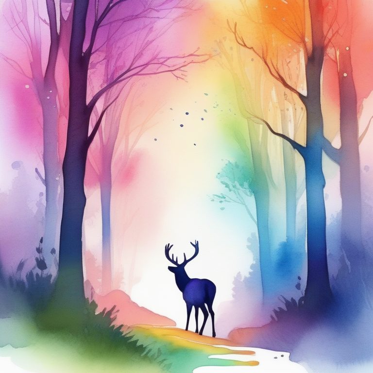 梦幻水彩彩虹鹿